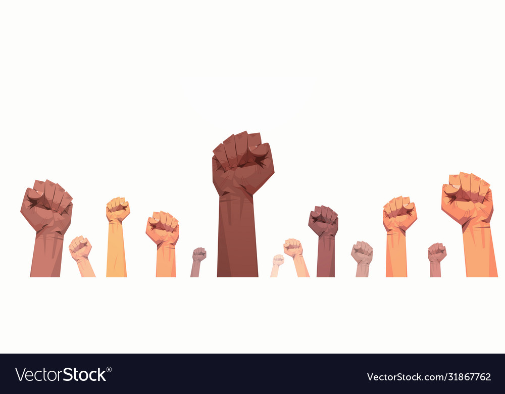 Black Lives Matter Raised Up Mix Race Fists Vector Image 2542