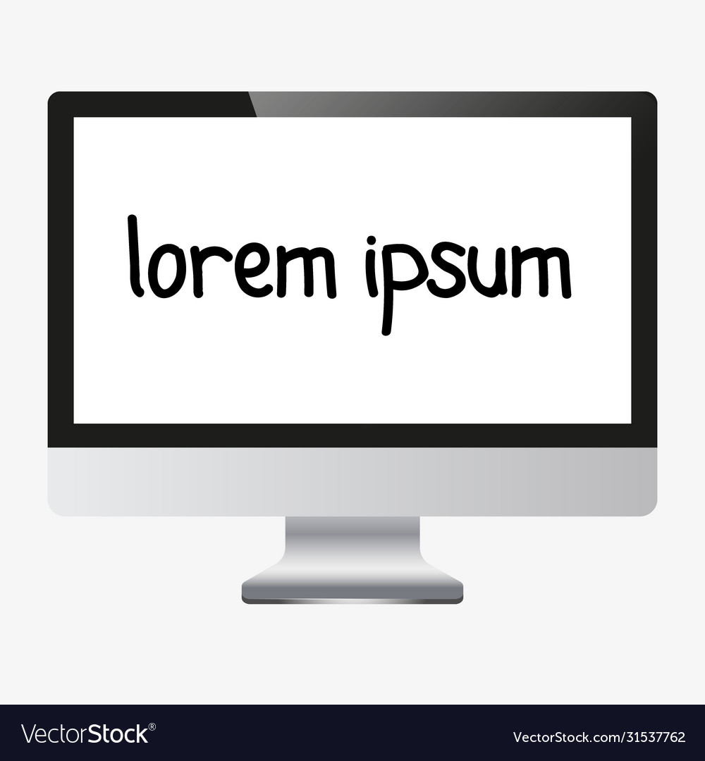 Computer screen display isolated on white vector image Computer screen display isolated on white