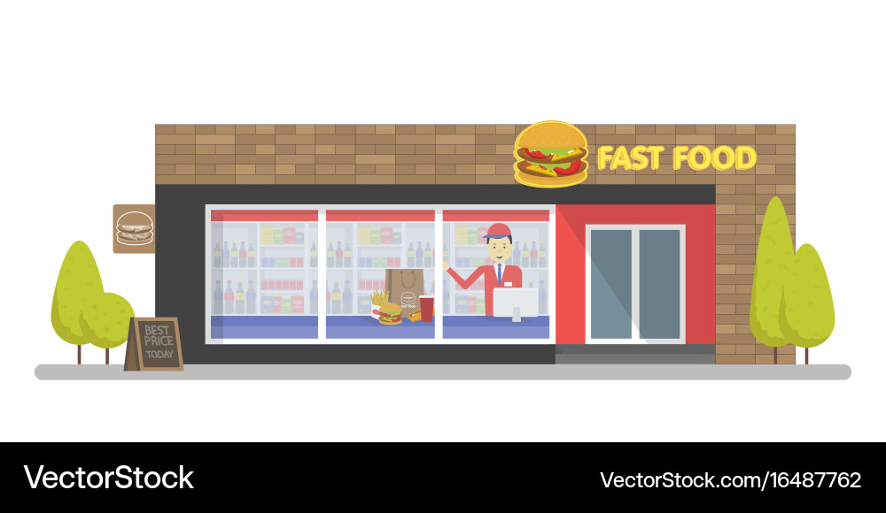 Facade fast food store restaurant template Vector Image