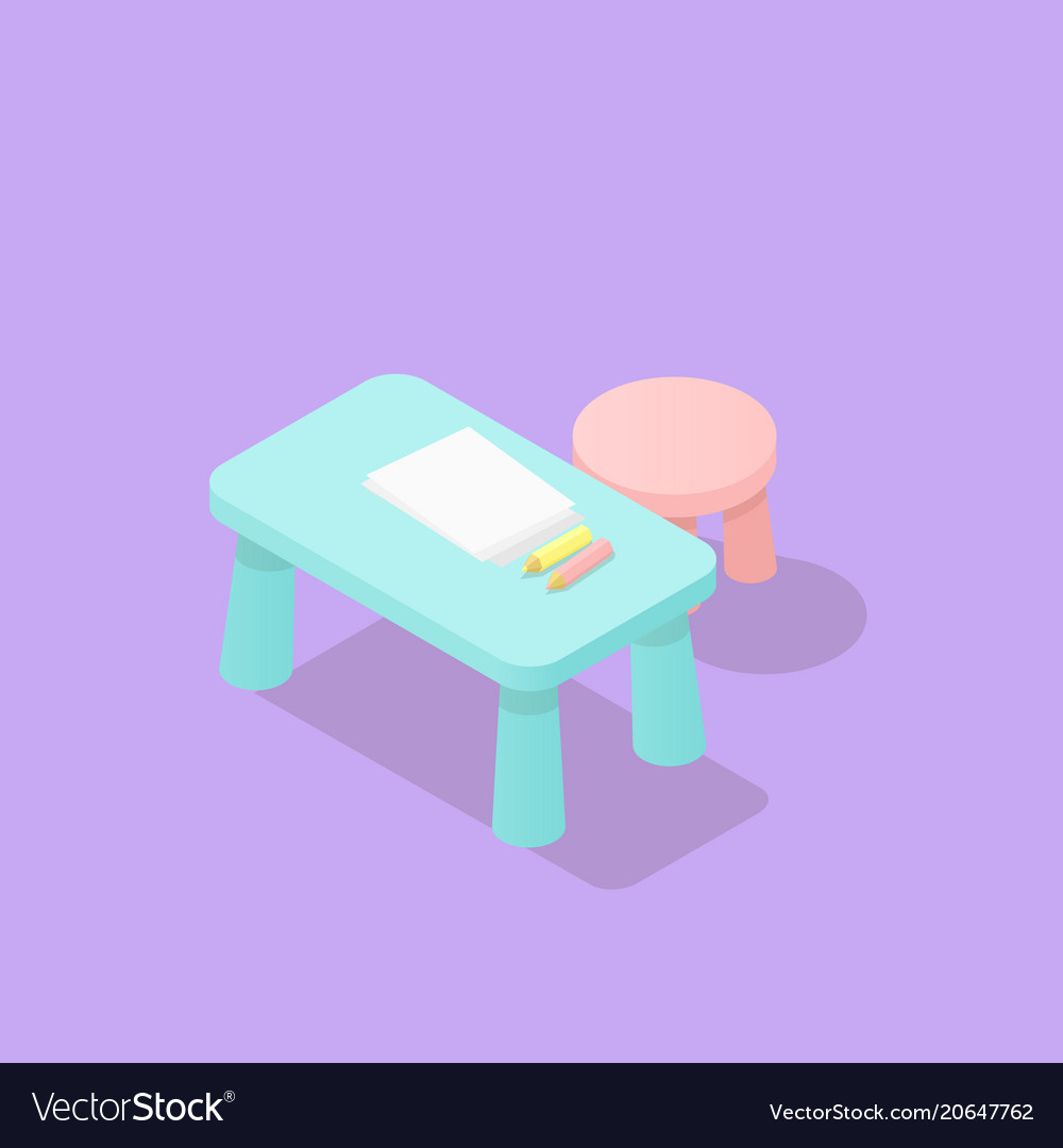 Isometric Kids Table & Chair