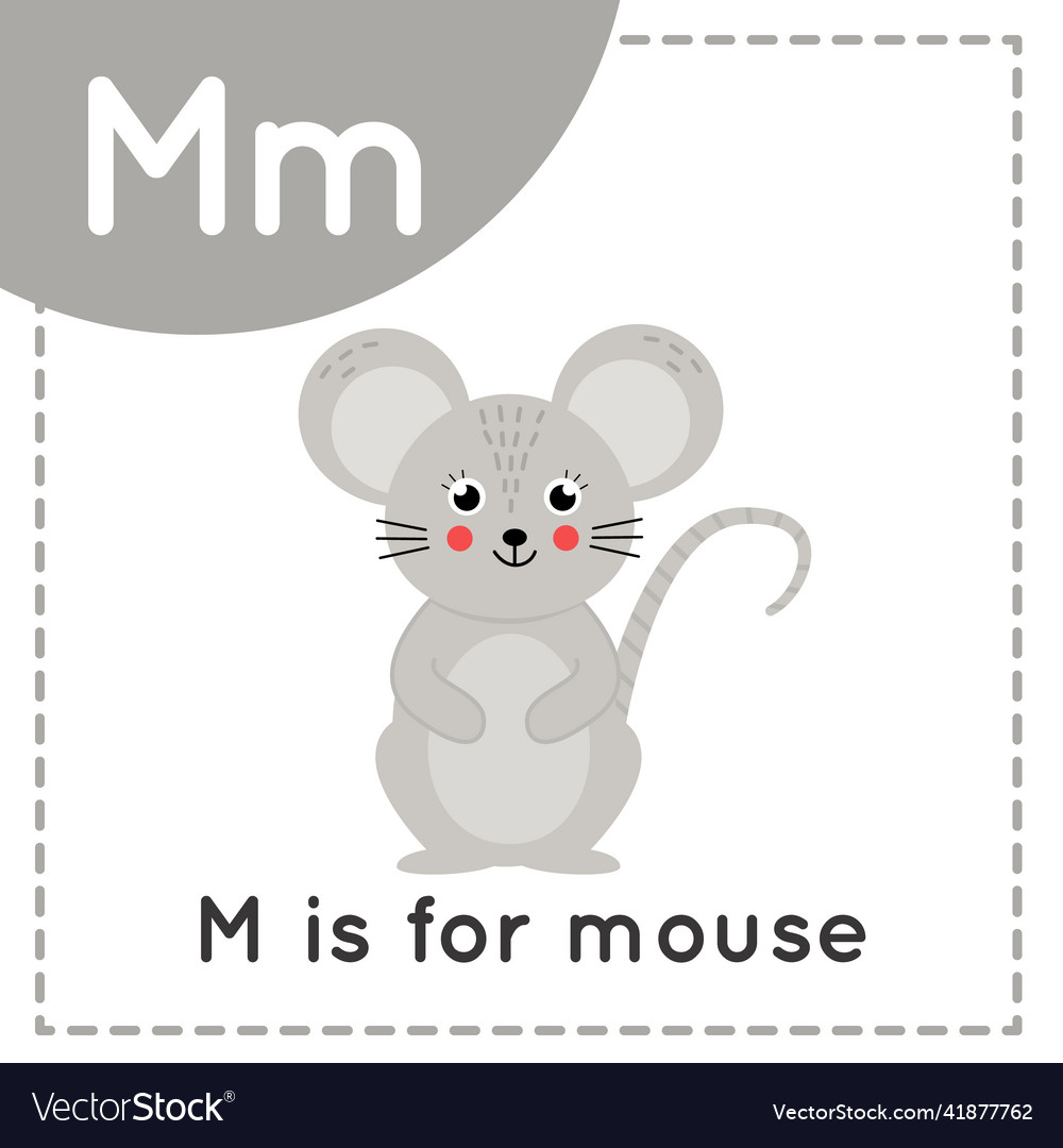 Learning english alphabet for kids letter m cute Vector Image