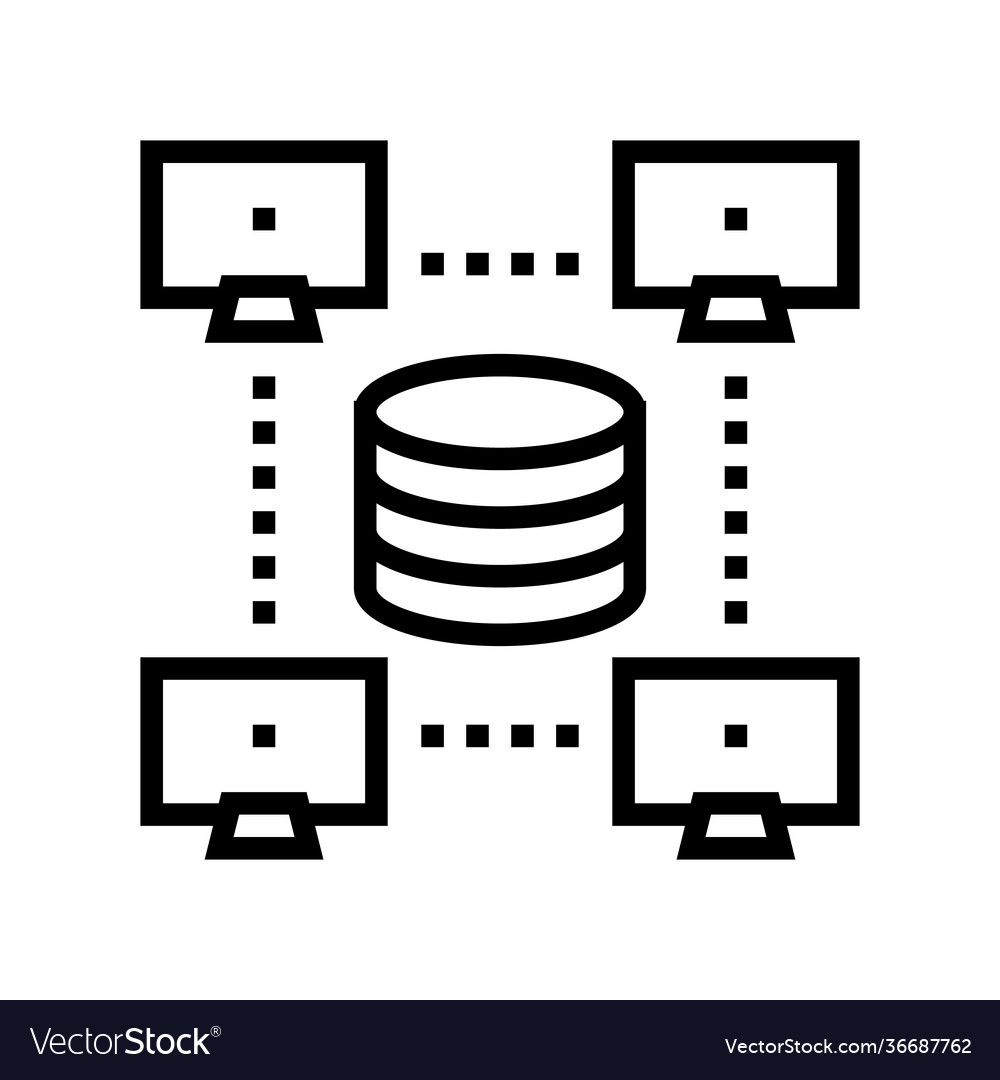 Network working digital processing line icon vector image Network working digital processing line icon
