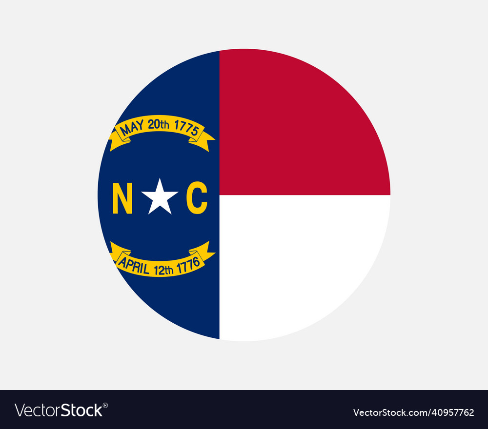 North carolina nc usa us round circle state flag Vector Image