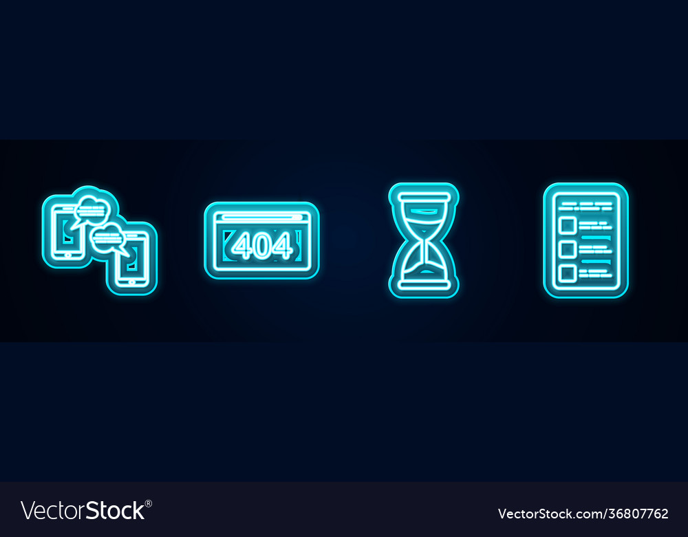 Set line chat messages on mobile page with 404 vector image Set line chat messages on mobile page with 404