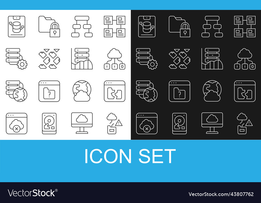 Set line cloud technology data transfer broken Vector Image Set line cloud technology data transfer broken