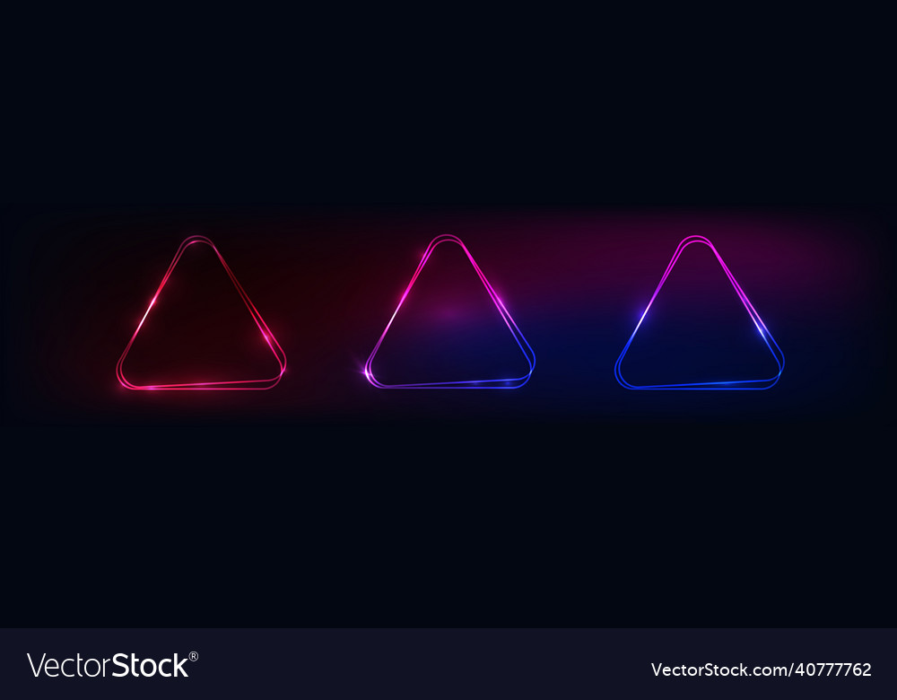 Set of neon double frames with shining effects vector image Set of neon double frames with shining effects