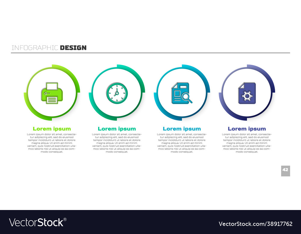 Set printer clock document with graph chart vector image Set printer clock document with graph chart