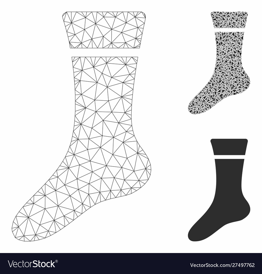 Sock mesh wire frame model and triangle vector image Sock mesh wire frame model and triangle