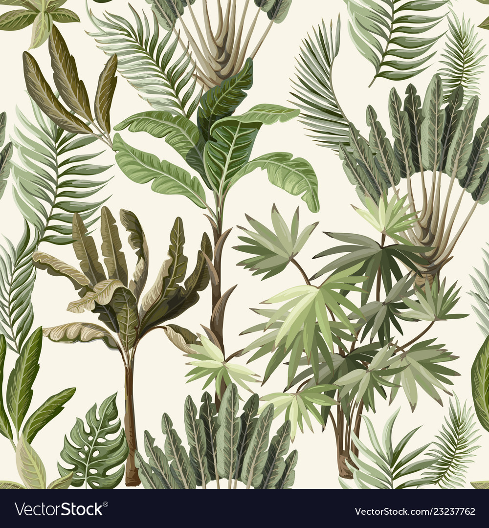 Tropical Palm Leaf Seamless Pattern