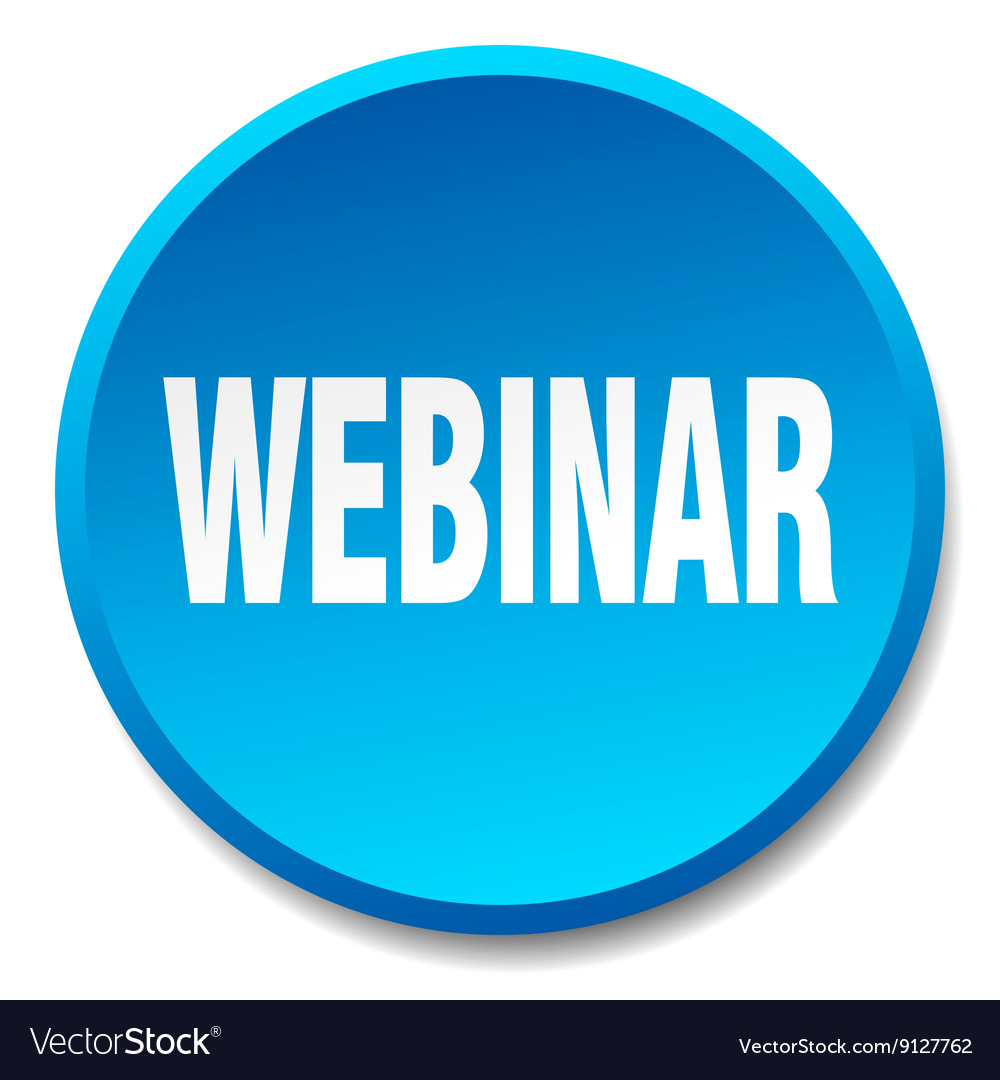 Webinar blue round flat isolated push button Vector Image