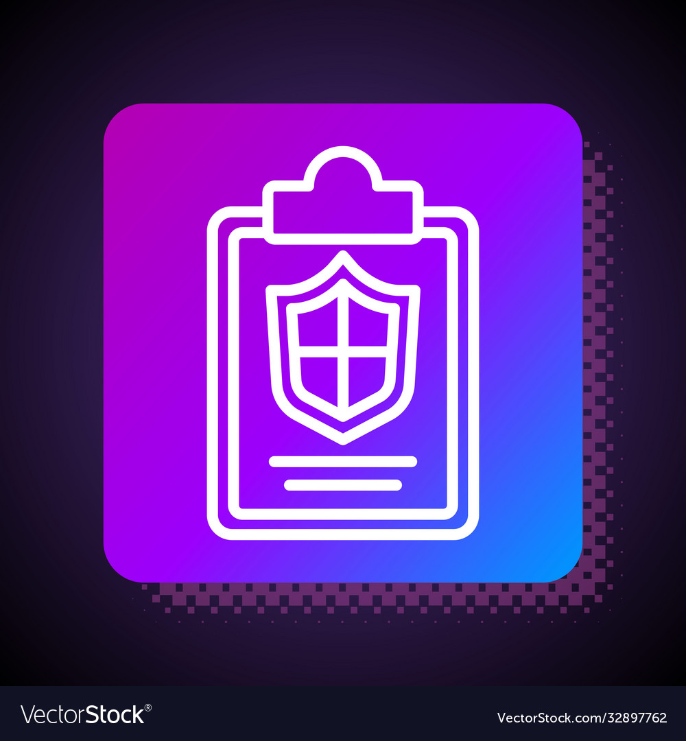 White line document with shield icon isolated vector image White line document with shield icon isolated