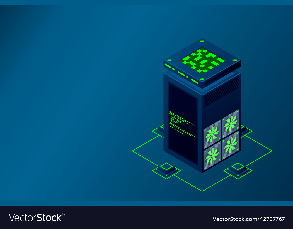 Data center with server racks isometric internet