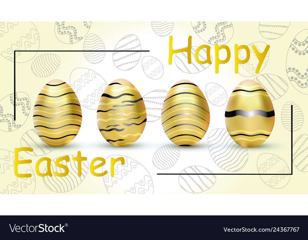 Happy easter golden eggs