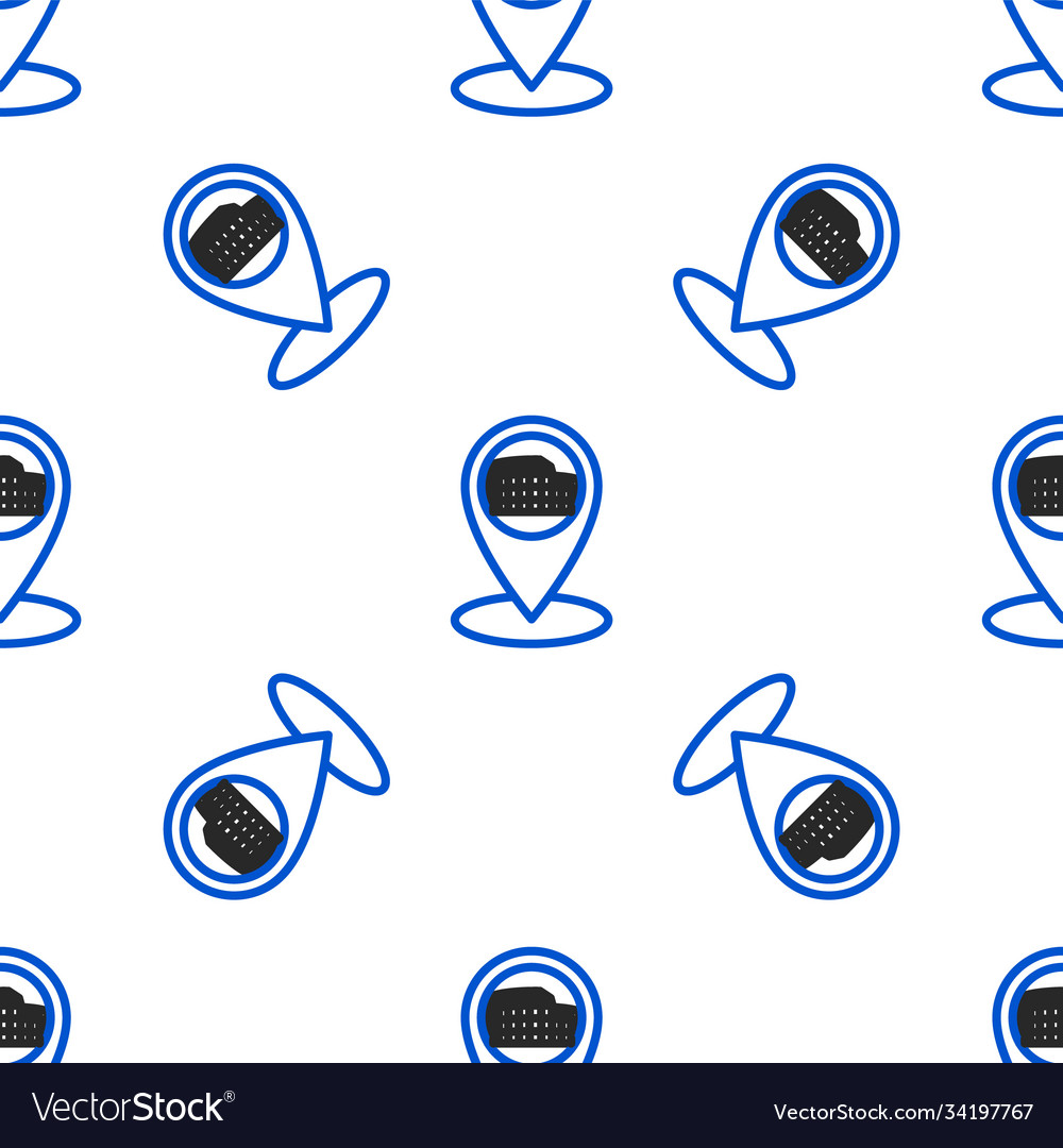 Line map pointer with coliseum in rome italy icon
