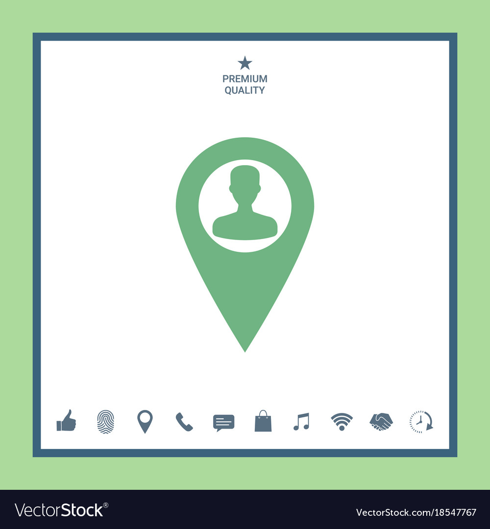 Map pointer with man silhouette