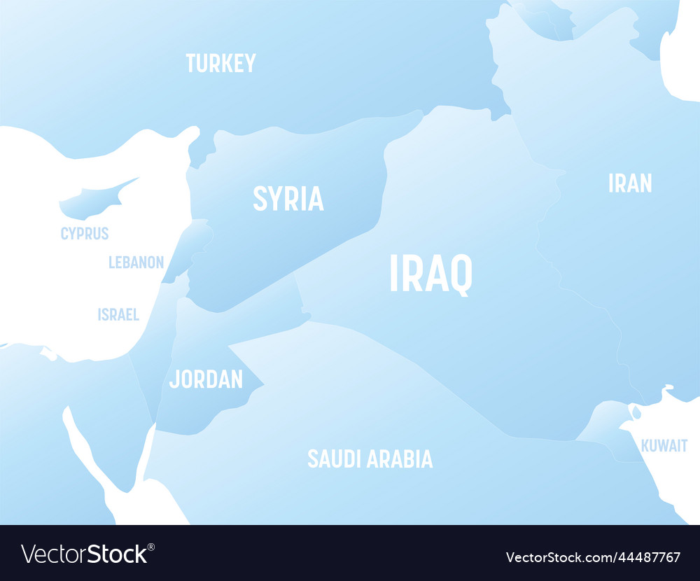 Middle east detailed political map with lables