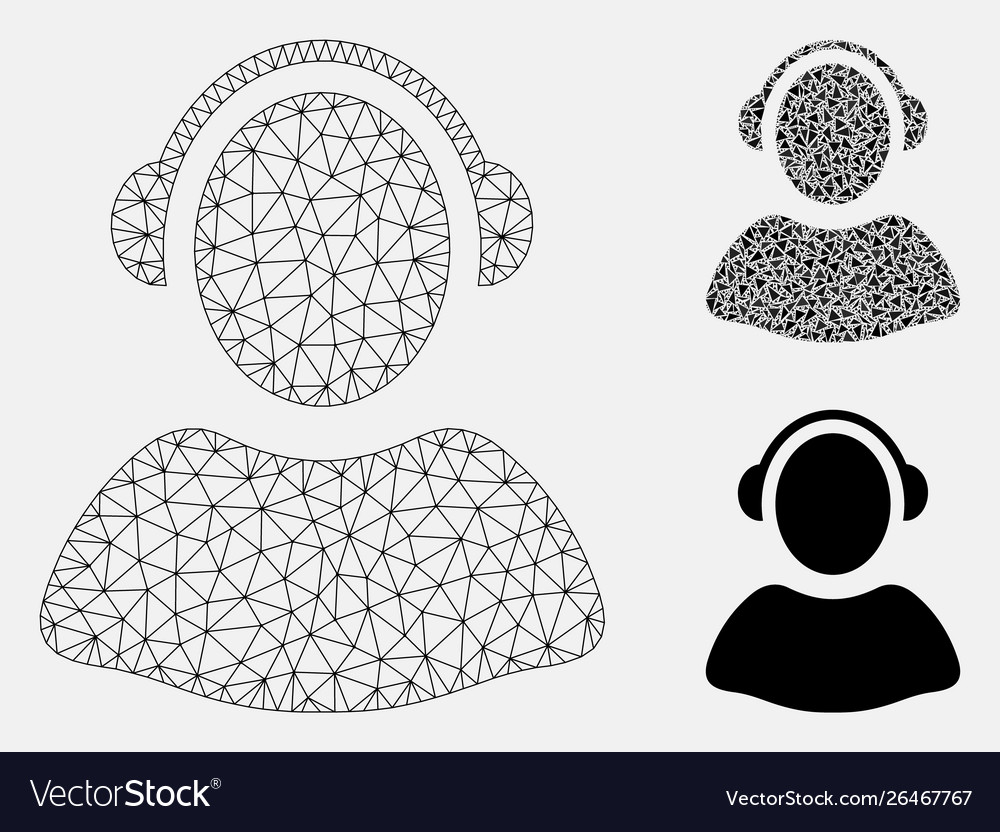Operator mesh wire frame model and triangle vector image Operator mesh wire frame model and triangle