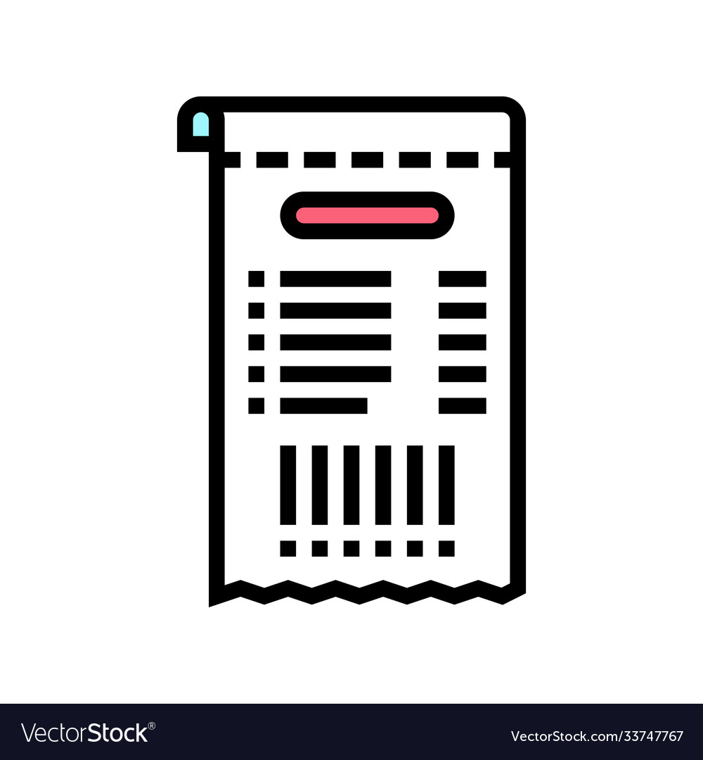 Qr code on receipt color icon isolated