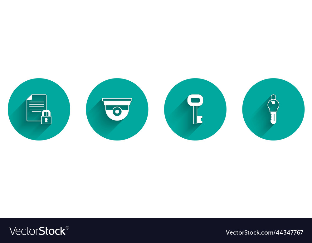 Set document and lock security camera old key vector image Set document and lock security camera old key
