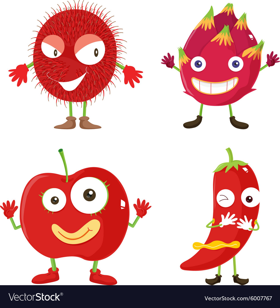set-of-red-fruits-and-vegetables-royalty-free-vector-image
