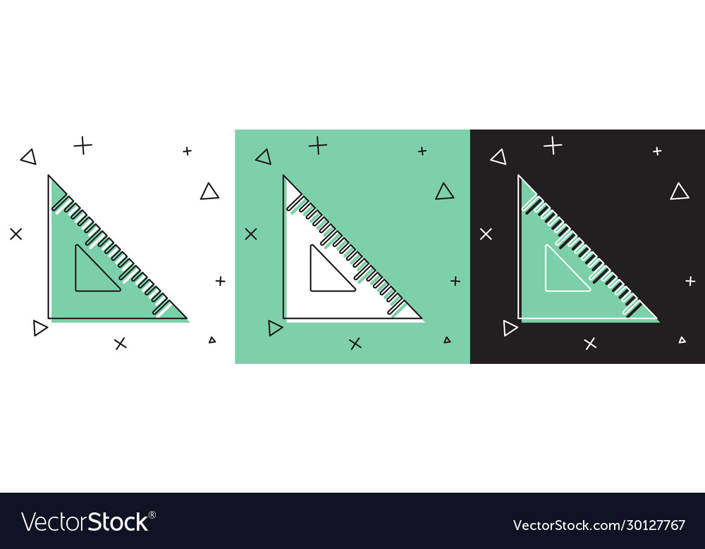 Set triangular ruler icon isolated on white