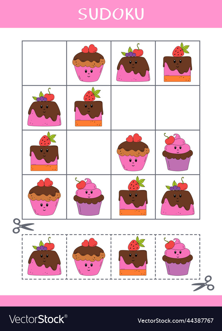 Sudoku for kids simple logic game Vector Image Sudoku for kids simple logic game