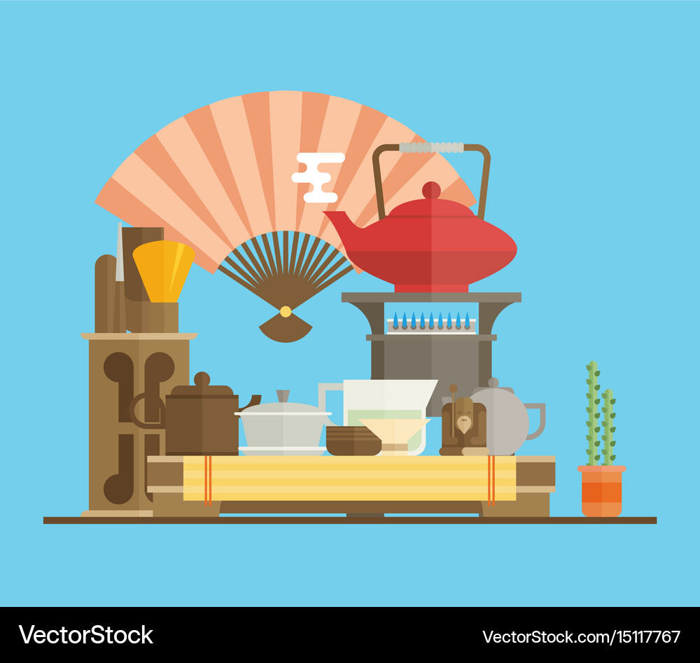 Tea ceremony flat Royalty Free Vector Image - VectorStock