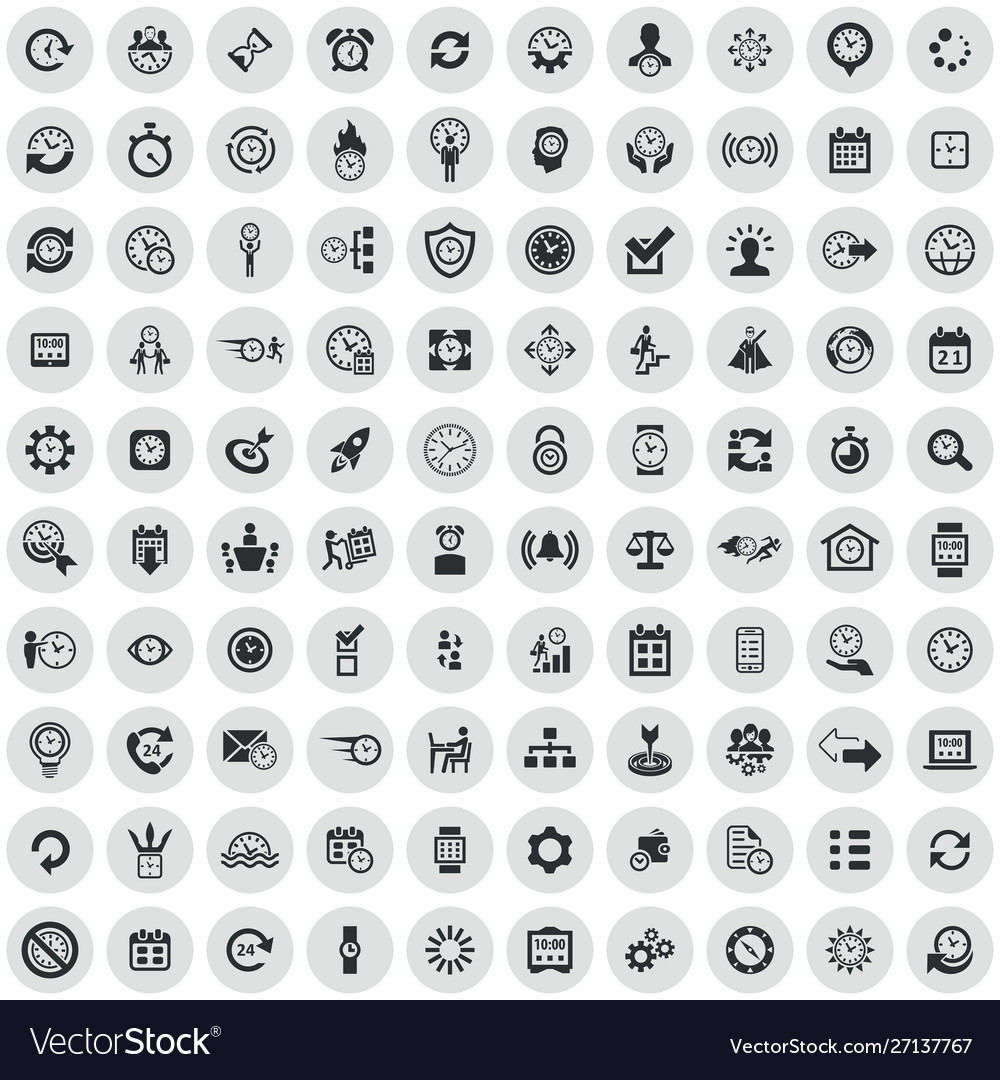 Time management 100 icons universal set for web