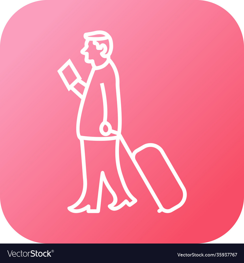 Unique walking with luggage line icon