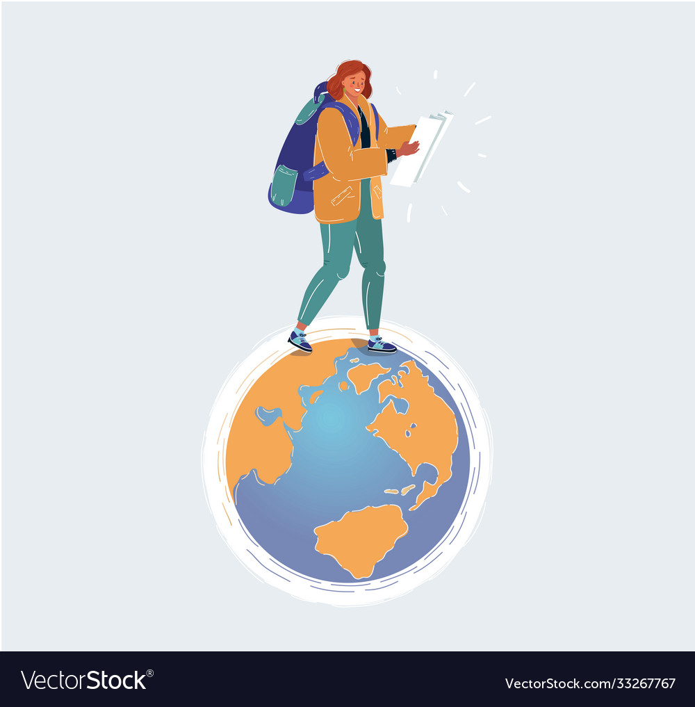 Woman tourist with backpack