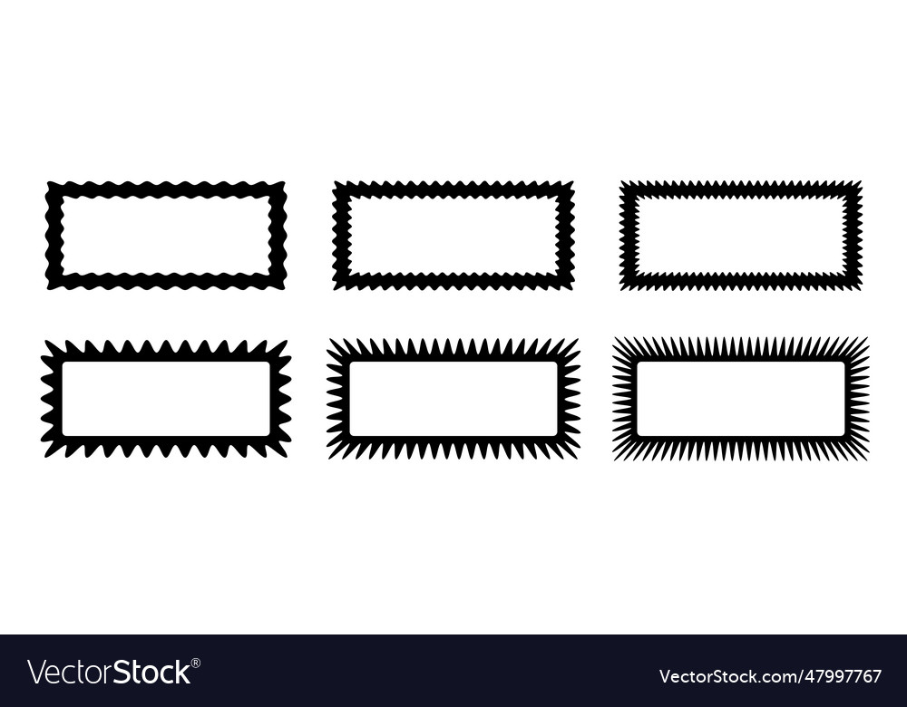 Zig zag edge rectangle frames collection jagged