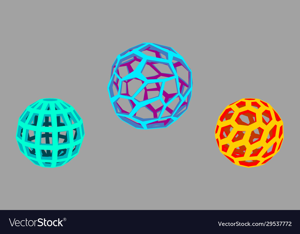 Abstract sphere wireframe set 3d