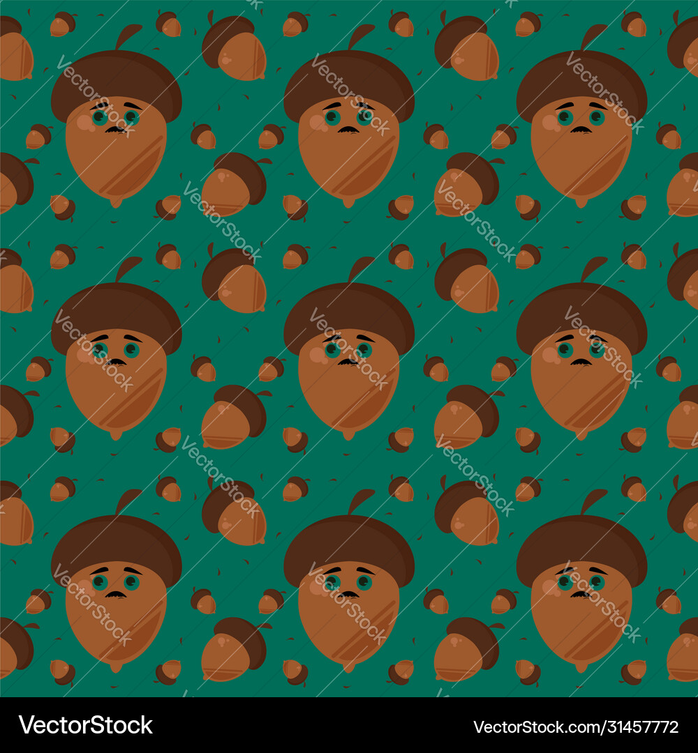 Acorns pattern on white background Royalty Free Vector Image