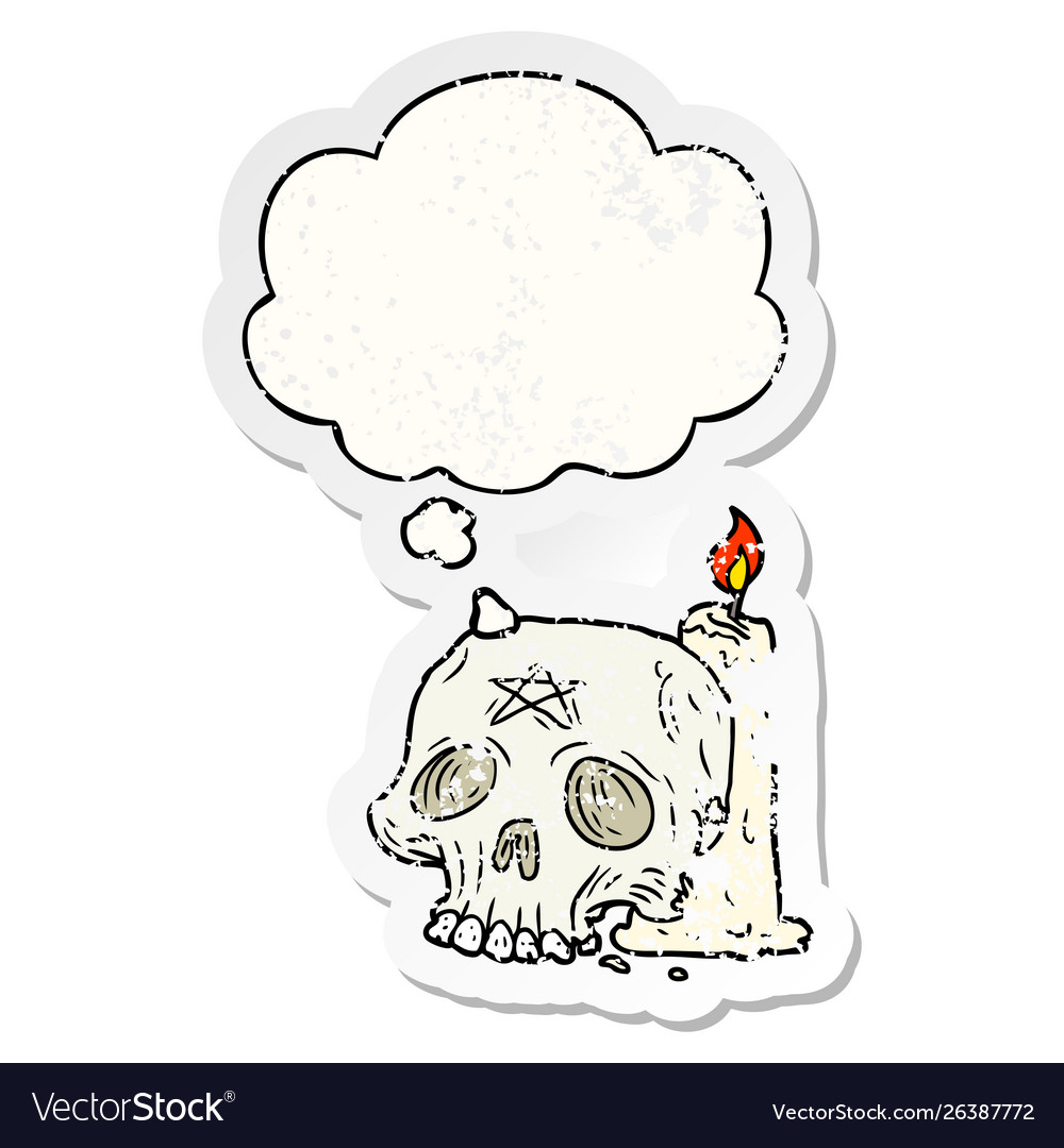 Cartoon spooky skull and candle thought Royalty Free Vector