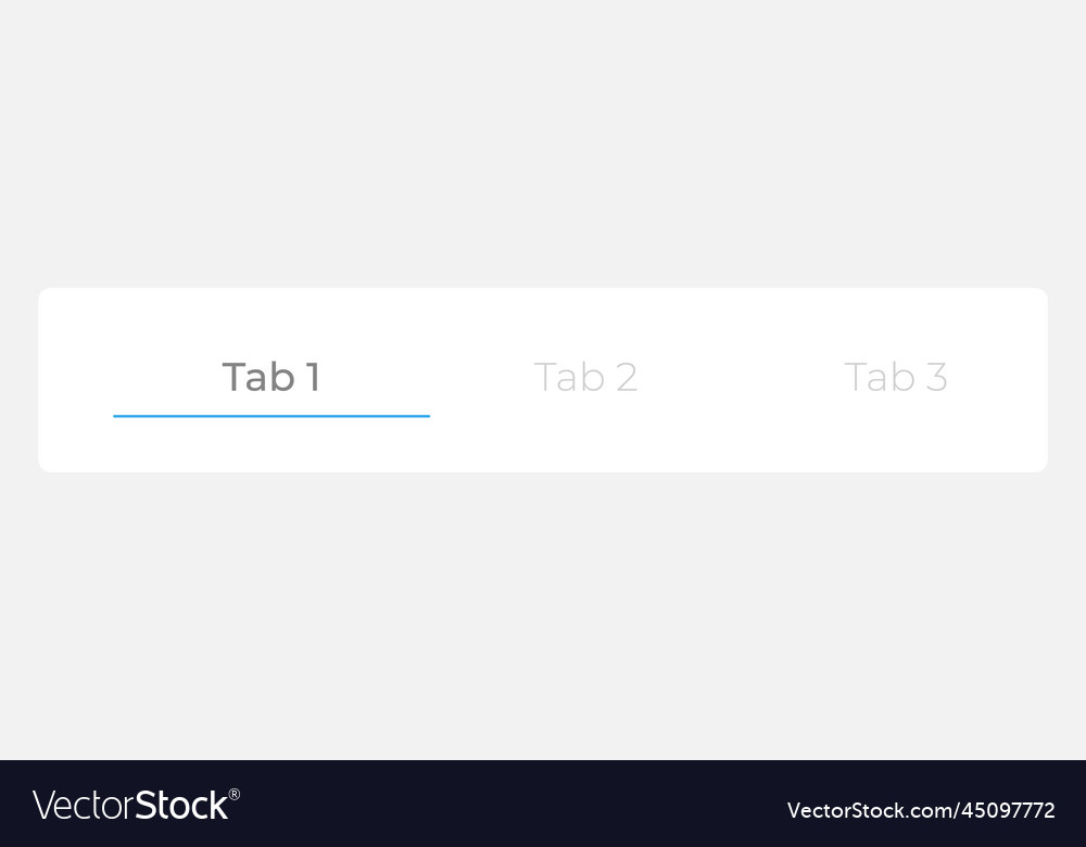 Chosen first tab in menu bar ui element template vector image Chosen first tab in menu bar ui element template