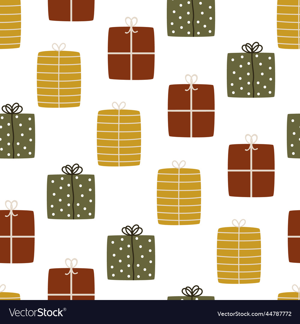 Cute hand-drawn gift boxes in hygge colors Vector Image