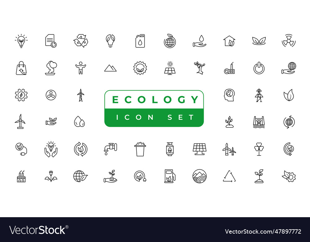 Ecology line icons set renewable energy outline Vector Image