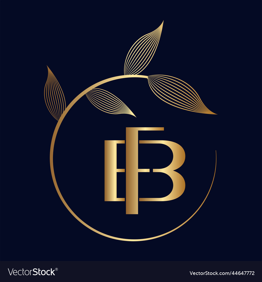 Gold bf or fb leaf beauty Royalty Free Vector Image