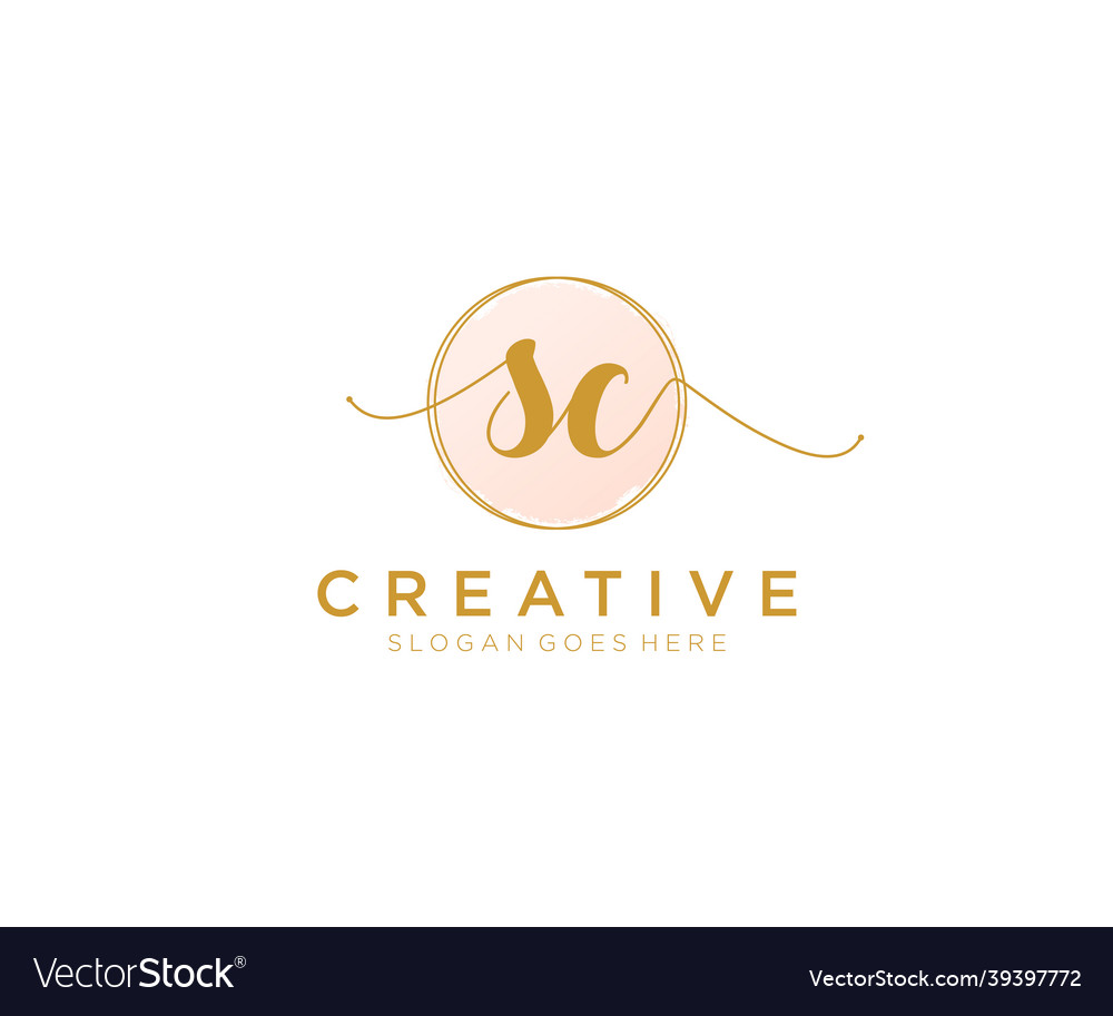 Initial sc feminine logo beauty monogram Vector Image