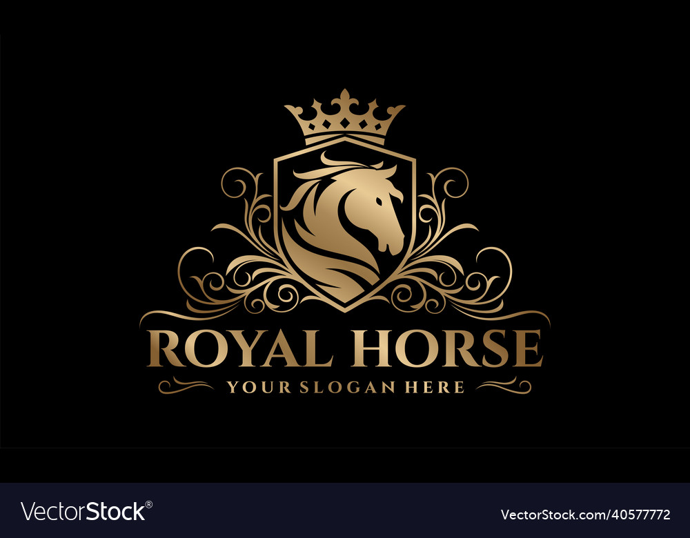 Luxury royal horse logo design template vector image Luxury royal horse logo design template