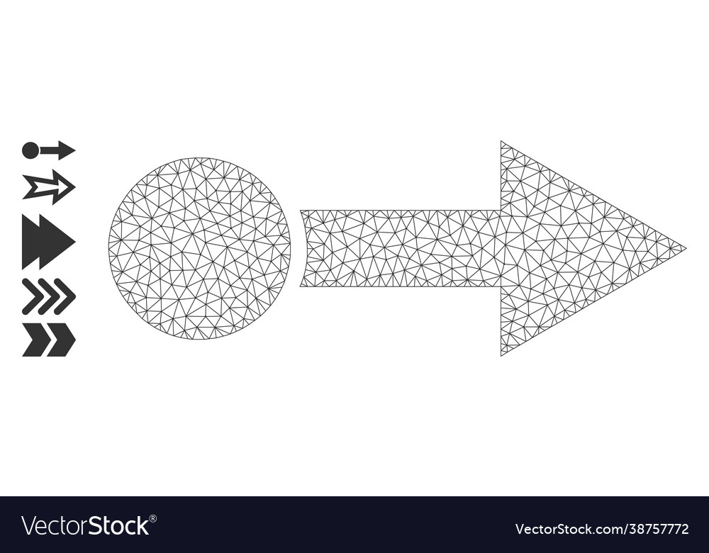 Polygonal network pull right icon with simple