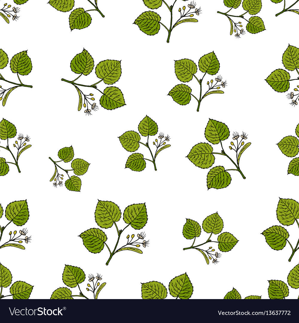 Seamless pattern with hand drawn tree
