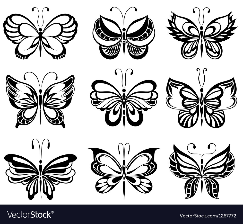 Set butterfly Royalty Free Vector Image - VectorStock