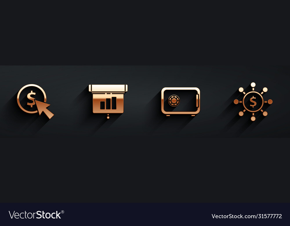 Set cursor and coin graph chart diagram vector image Set cursor and coin graph chart diagram