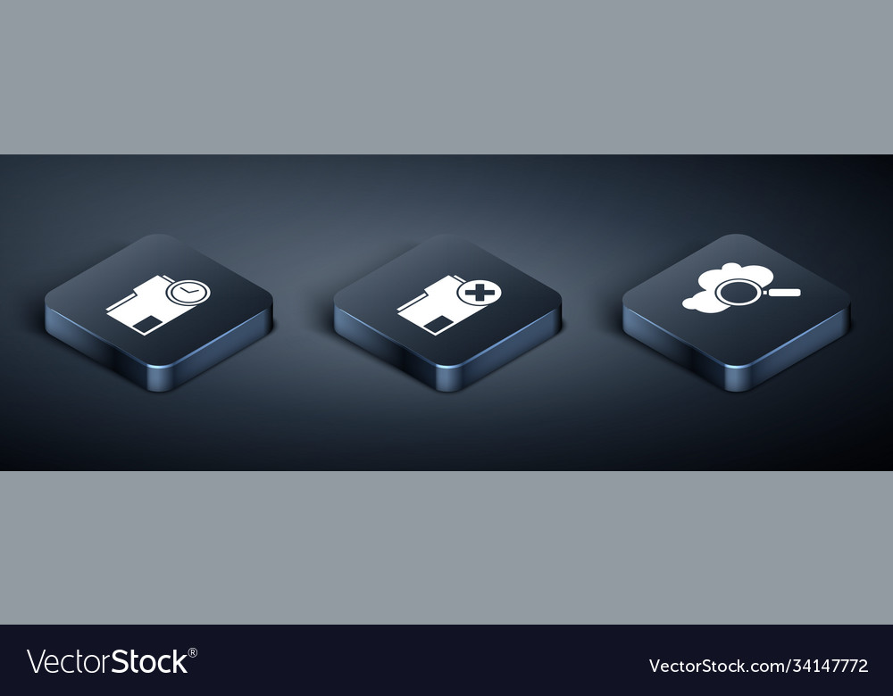 Set isometric document folder with clock search vector image Set isometric document folder with clock search
