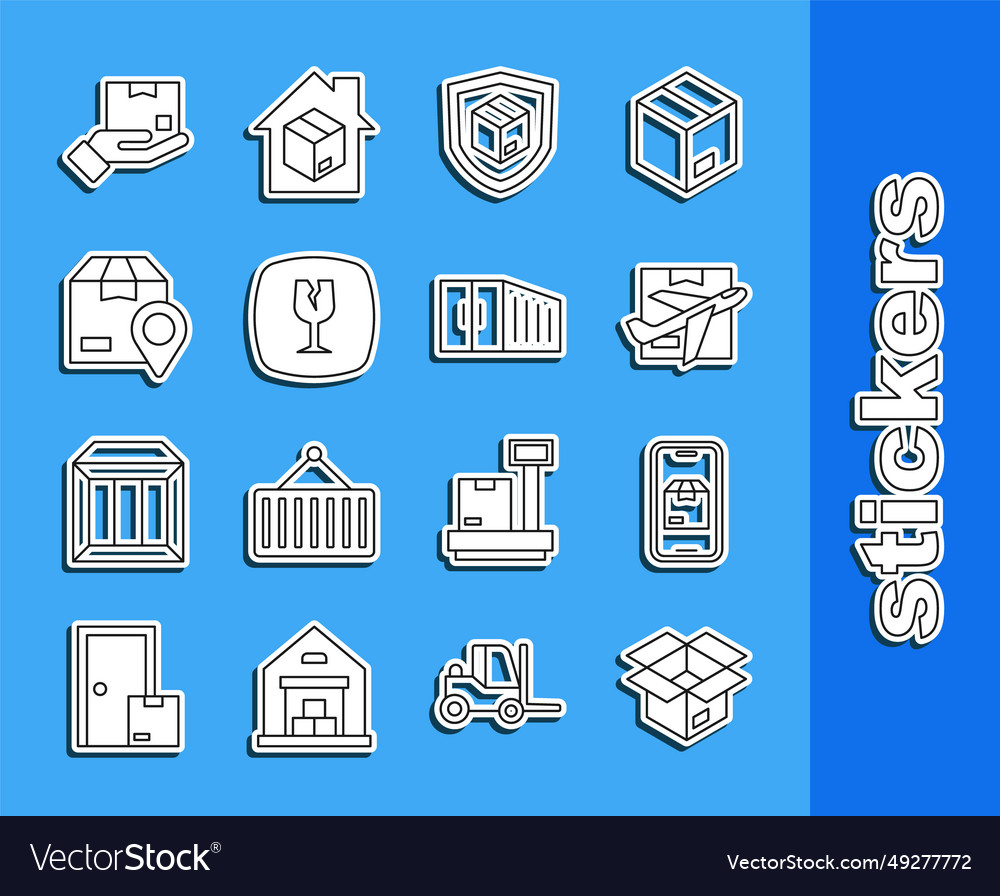 Set line unboxing mobile app delivery tracking Vector Image Set line unboxing mobile app delivery tracking