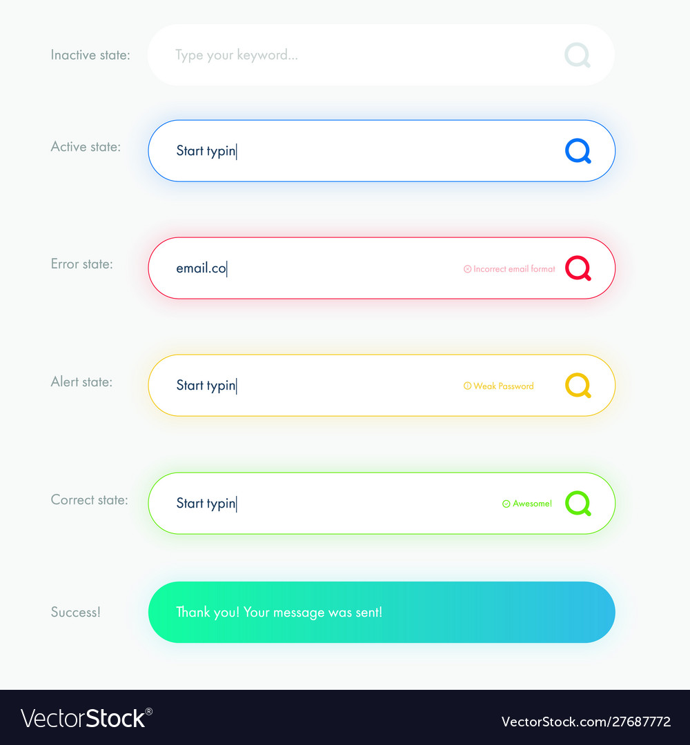 Set modern and trendy inputs states with Vector Image