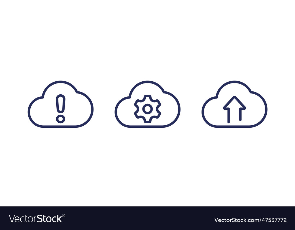 Upload error cloud computing line icons