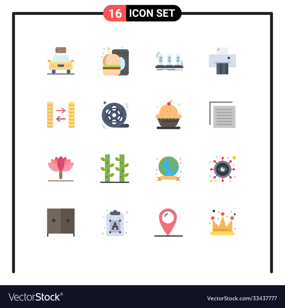 16 universal flat color signs symbols cash