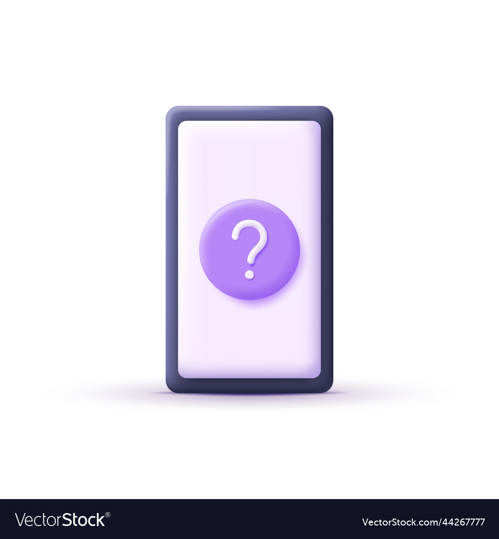 3d question mark on phone faq vector image 3d question mark on phone faq